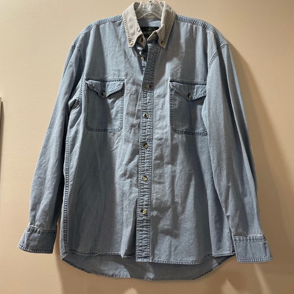 Vintage Redhead 100% cotton Men’s Sz M Two-tone Denim Button Up Shirt - Picture 1 of 9